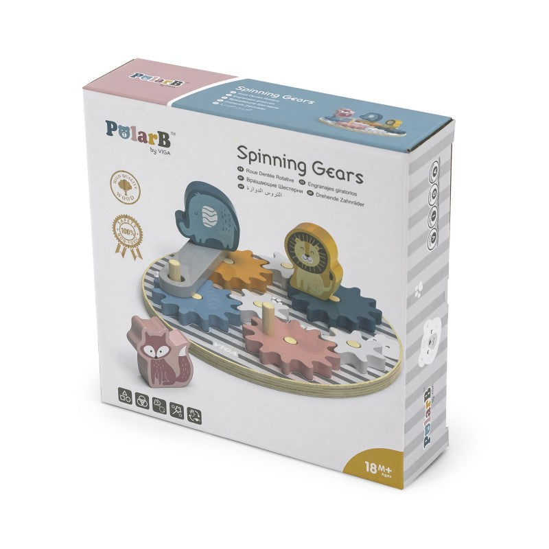 Jucarie cu roti dintate, din lemn, tip Montessori, +18 luni, PolarB, VIGA
