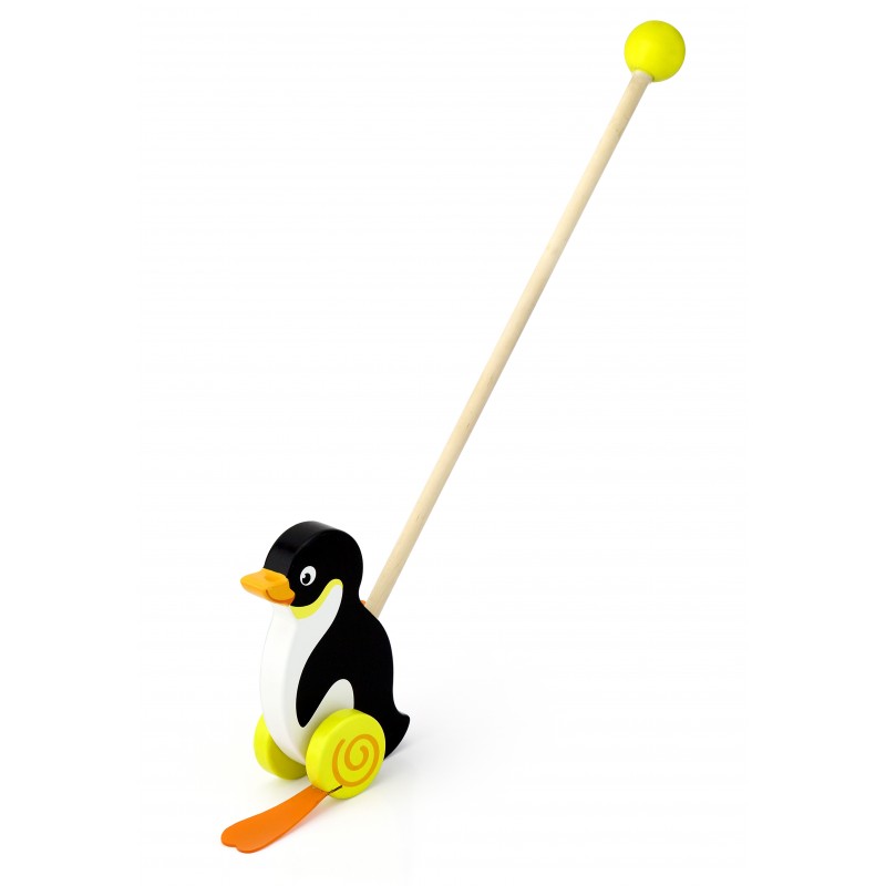 Jucarie de impins - Pinguin, din lemn, tip Montessori, +18luni, VIGA
