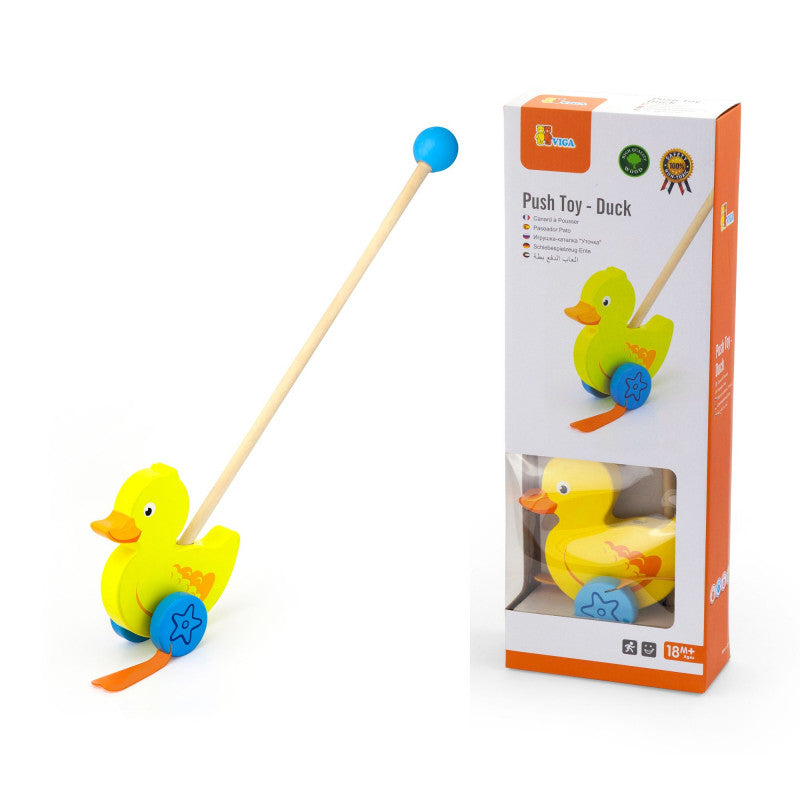 Jucarie de impins - Ratusca, din lemn, tip Montessori, +18luni, VIGA