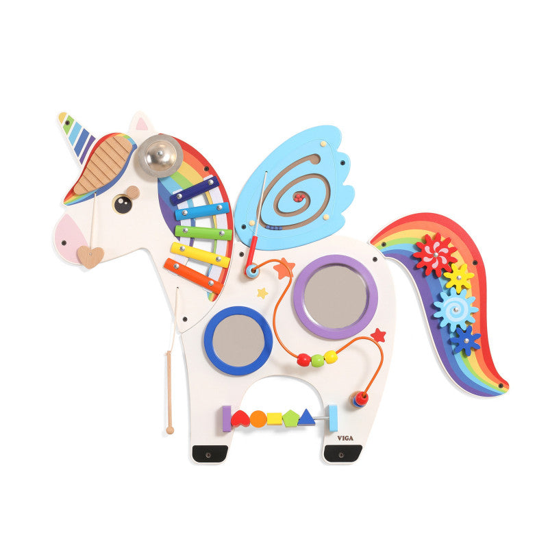 Panou educativ cu activitati, Unicorn, din lemn, +18luni, VIGA
