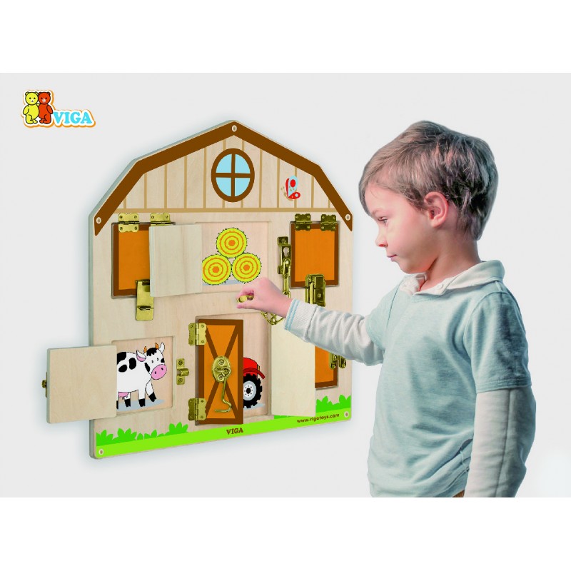 Panou educativ - Incuie si descuie, din lemn, +18luni, VIGA