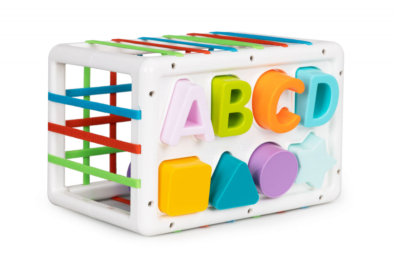 Jucarie educativa, cub pentru sortarea formelor geometrice, dezvolta abilitati motorii, Ecotoys, HE0209