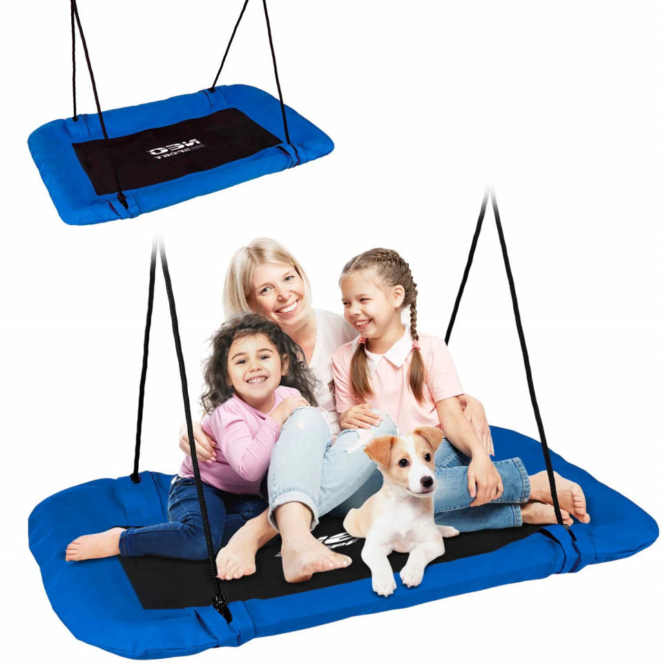 Leagan cuib de barza dreptunghiular, pana la 150 kg, Swingo2 110 x 70 cm, Albastru, Neo-Sport
