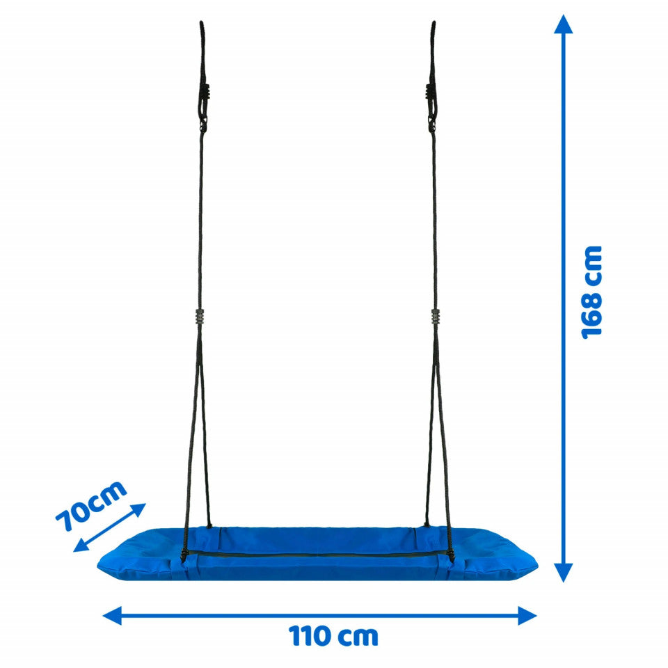 Leagan cuib de barza dreptunghiular, pana la 150 kg, Swingo2 110 x 70 cm, Albastru, Neo-Sport