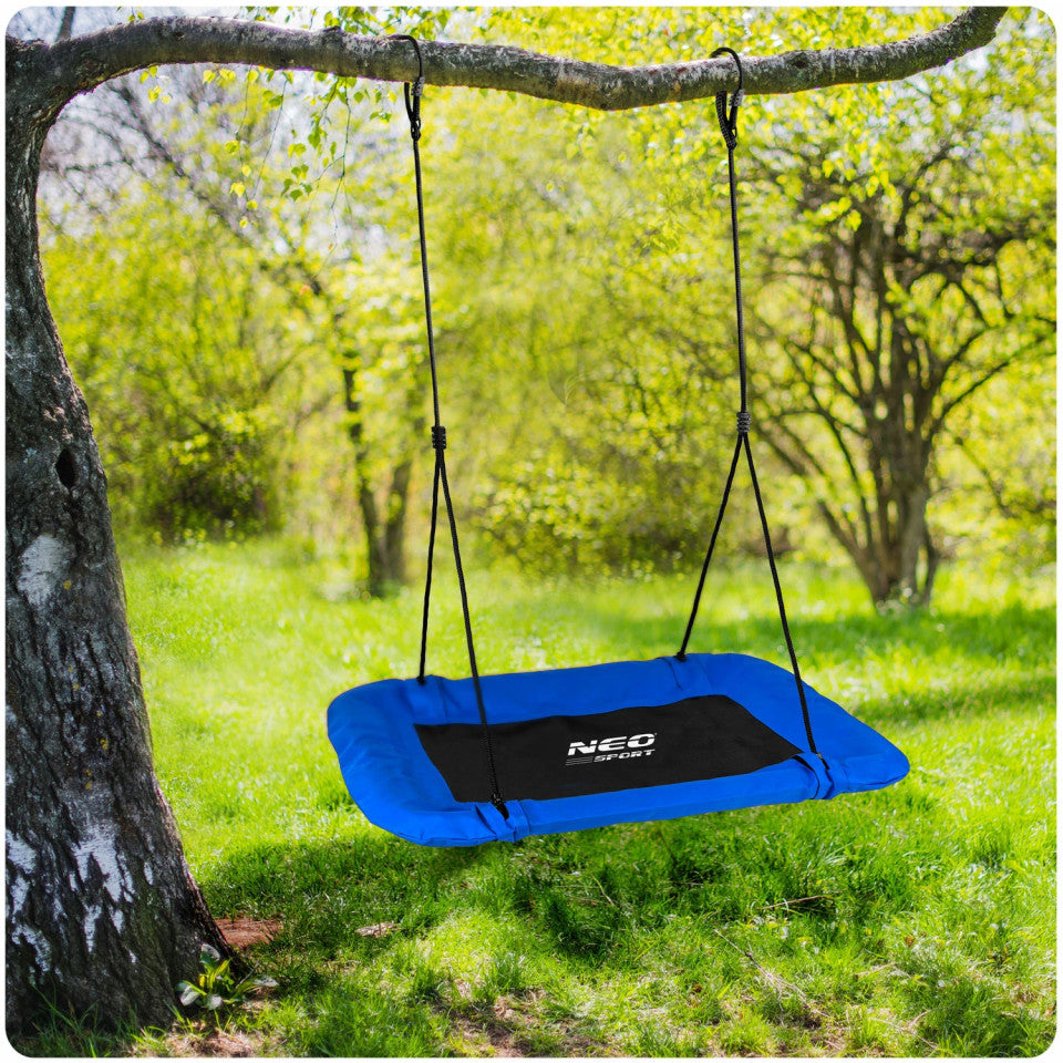 Leagan cuib de barza dreptunghiular, pana la 150 kg, Swingo2 110 x 70 cm, Albastru, Neo-Sport