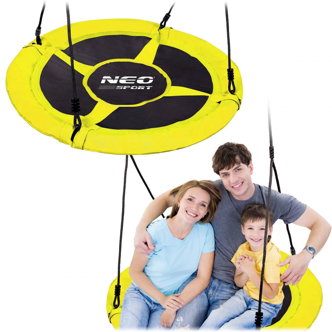 Leagan cuib de barza, pana la 150 kg, Neo-Sport, Swingo, XXL, 95 cm, Galben