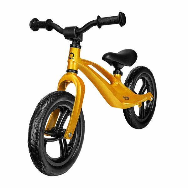 Bicicleta usoara Bart, Fara pedale, Cu cadru din magneziu, Cu ghidon si sa reglabile, Greutate 3 Kg, 12 inch, Conform cu standardul european de securitate EN71, Auriu, Lionelo