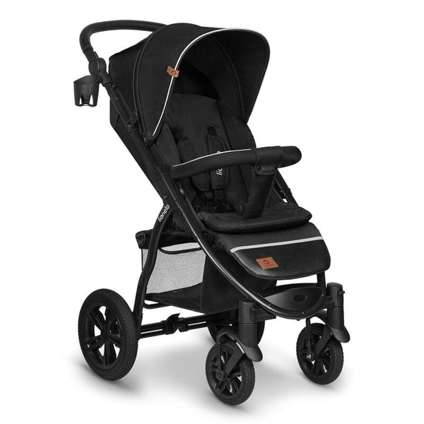 Carucior sport Annet Tour, De la nastere, Cu capotina impermeabila, Cu filtru UPF 50+, Cu maner reglabil, Plasa de tantari, Suport biberon, Saculet pentru picioare, Pana la 22 kg, Cu certificare TÜV SÜD, Negru, Lionelo