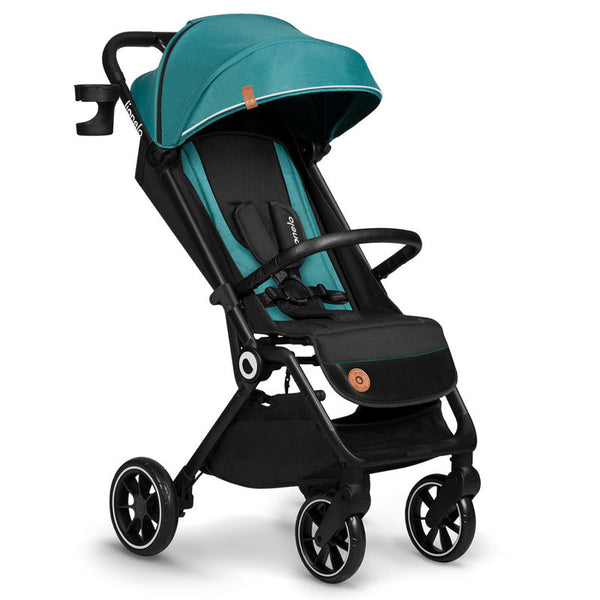 Carucior sport Cloe, De la nastere, Cu accesorii, Cadru din aluminiu, 0-22 kg, Usor, Pliabil cu o singura mana, Ideal pentru toate tipurile de suprafete, Verde smarald, Lionelo