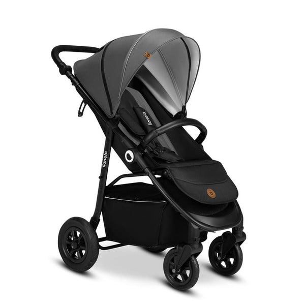 Carucior sport Natt, De la nastere, Cu accesorii si capotina XXL reglabila, 0 - 22 kg, Conform cu standardele europene de securitate EN1888-1, EN1888-2, Gri, Lionelo
