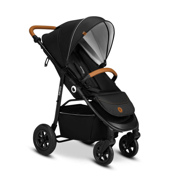 Carucior sport Natt, De la nastere, Cu accesorii si capotina XXL reglabila, 0 - 22 kg, Conform cu standardele europene de securitate EN1888-1, EN1888-2, Negru Onyx, Lionelo