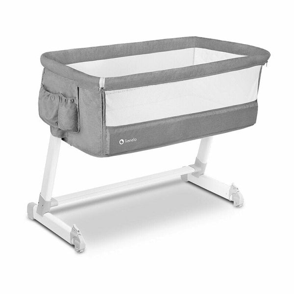 Patut co-sleeper Theo 2 in 1, Cu setare unghiulara, Reglabil in 5 pozitii pe inaltime, Conform cu standardele europeane de securitate EN1130 si EN16890, Grey, Lionelo