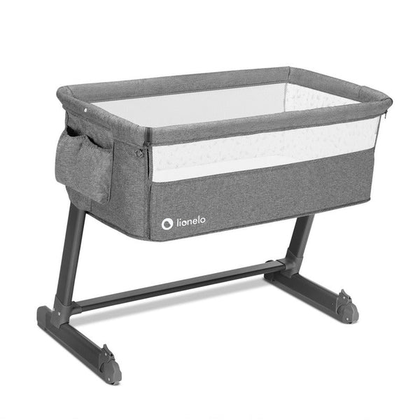 Patut co-sleeper Theo 2 in 1, Cu setare unghiulara, Reglabil in 5 pozitii pe inaltime, Conform cu standardele europeane de securitate EN1130 si EN16890, Grey Stone, Lionelo