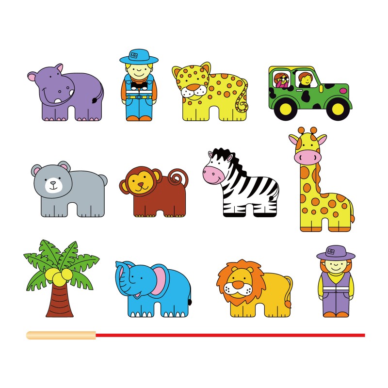Margele de insirat din lemn - animale de la zoo