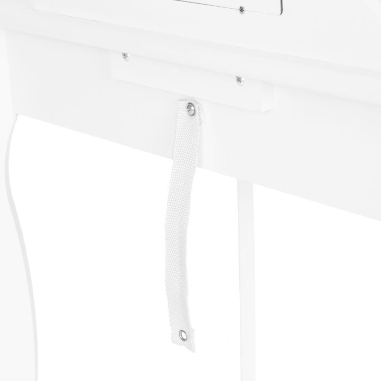 Masuta de toaleta din lemn pentru machiaj, eleganta, include masa, scaun, sertar, oglinda, Ecotoys, 110x 65 x 43 cm, Alba