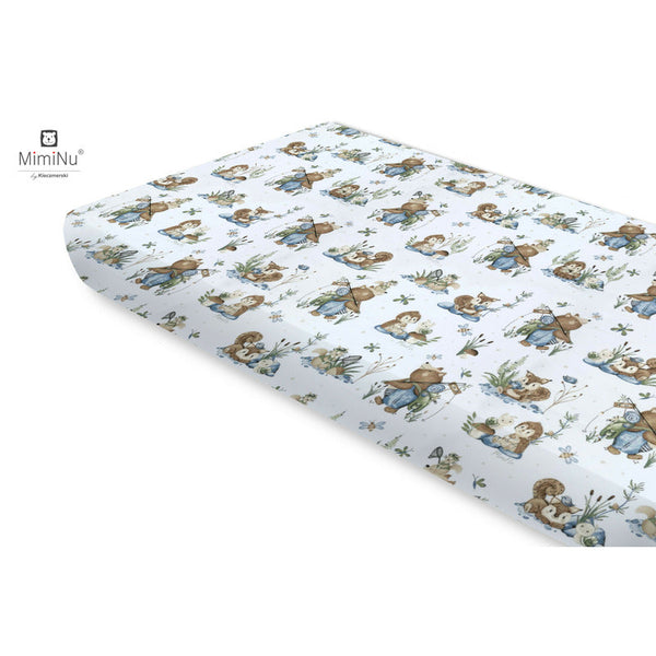 Cearceaf cu elastic, Din bumbac certificat Oeko Tex Standard 100, Pentru pat 160x80 cm, Design, Let\'s Go Blue, MimiNu