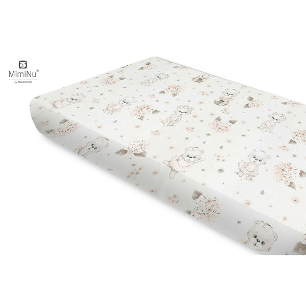 Cearceaf cu elastic, din bumbac, pentru pat 160x80 cm, Powdery Pink Ballerina, MimiNu