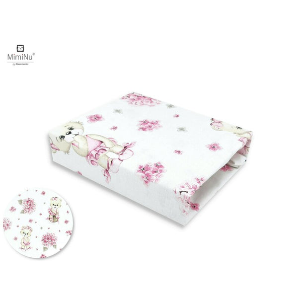 Cearceaf cu elastict din bumbac, dimensiune 90x40 cm, design, Pink Ballerina, MimiNu