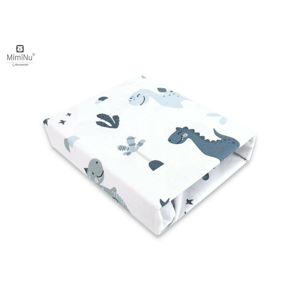 Cearceaf cu elastict din bumbac, dimensiune 90x40 cm, Dino Granat, MimiNu