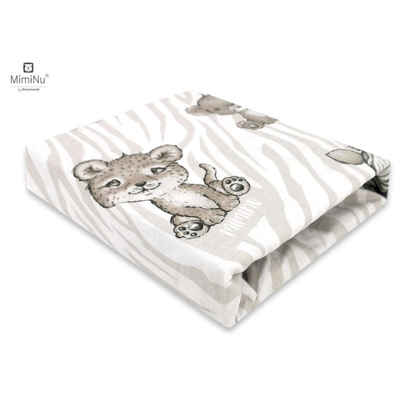 Cearceaf cu elastict din bumbac, dimensiune 90x40 cm, Safari Beige, MimiNu