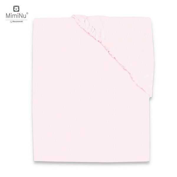 Cearceaf Jerse cu elastic, Pentru patut de dimensiunea 140X70 cm, Light Pink, MimiNu