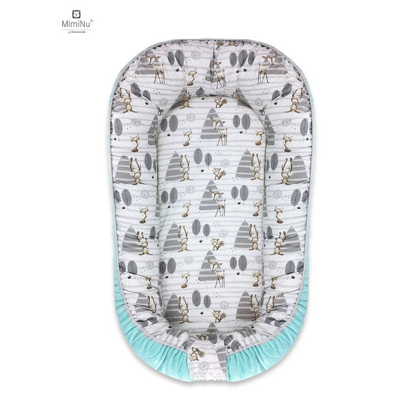 Cosulet Bebelus pentru Dormit, 105x66 cm, Forest/Mint, MimiNu