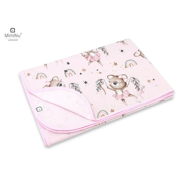 Paturica moale cu doua fete, Dimensiune 75x100 cm, Din bumbac certificat Oeko Tex Standard 100, Design, Little Ballerina Pink, MimiNu