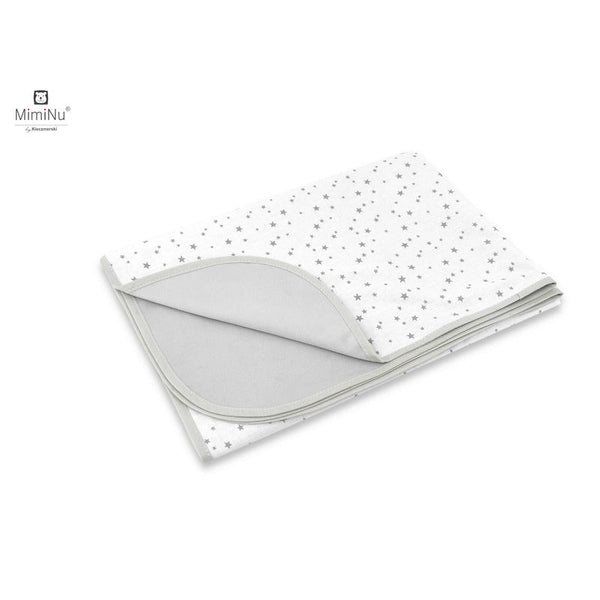 Paturica moale cu doua fete, Dimensiune 75x100 cm, Din bumbac certificat Oeko Tex Standard 100, Mini Gray Stars, MimiNu