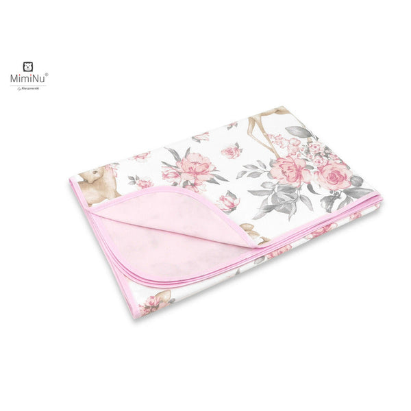 Paturica moale cu doua fete, Dimensiune 75x100 cm, Din bumbac certificat Oeko Tex Standard 100, Sweet Deer Pink, MimiNu
