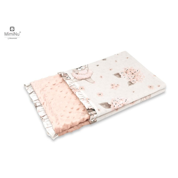 Paturica pufoasa cu doua fete, din bumbac, 75x100 cm, Powdery Pink Ballerina, MimiNu