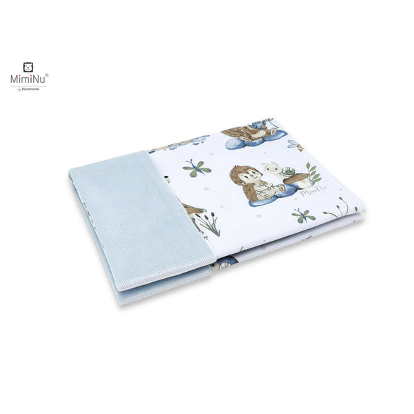 Paturica pufoasa cu doua fete, Dimensiune 75x100 cm, Din tesatura de catifea si bumbac, Materiale certificate Oeko Tex Standard 100, Design, Let\'s Go Blue, MimiNu