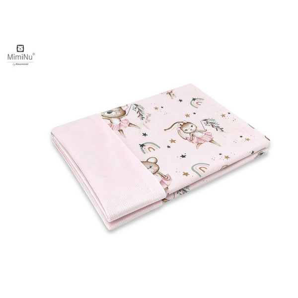 Paturica pufoasa cu doua fete, Dimensiune 75x100 cm, Din tesatura de catifea si bumbac, Materiale certificate Oeko Tex Standard 100, Design, Little Ballerina Pink, MimiNu