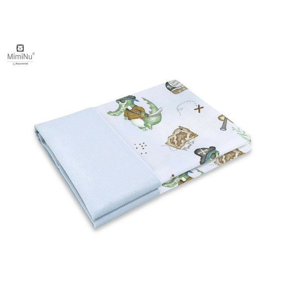 Paturica pufoasa cu doua fete, Dimensiune 75x100 cm, Din tesatura de catifea si bumbac, Materiale certificate Oeko Tex Standard 100, Design, Pirates Blue, MimiNu