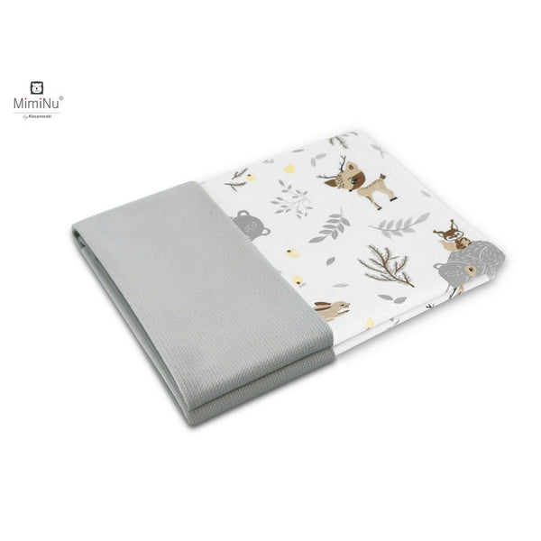 Paturica pufoasa cu doua fete, Dimensiune 75x100 cm, Din tesatura de catifea si bumbac, Materiale certificate Oeko Tex Standard 100, Forest Friends Beige, MimiNu