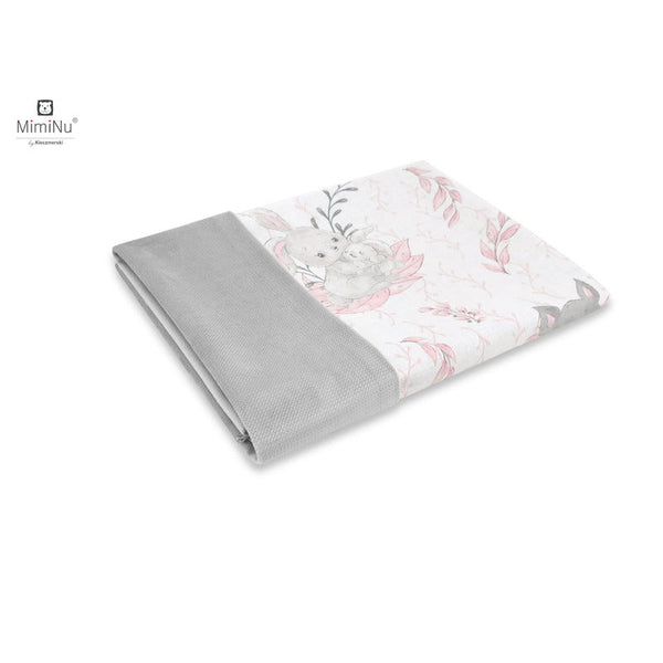 Paturica pufoasa cu doua fete, Dimensiune 75x100 cm, Din tesatura de catifea si bumbac, Materiale certificate Oeko Tex Standard 100, Lulu Rose, MimiNu