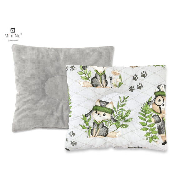 Perna bebelusi profilata, Cu doua fete, Cu functie anti-soc, Pufoasa, Din catifea si bumbac, Materiale certificate Oeko Tex Standard 100, 23x26 cm, Velvet Detective Natural, MimiNu