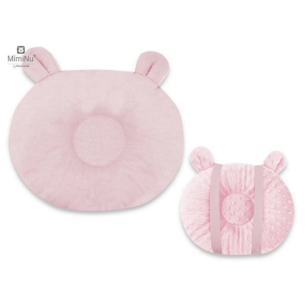 Perna bebelusi Ursulet, multifunctionala, cu doua fete, Minky Powder Pink, MimiNu