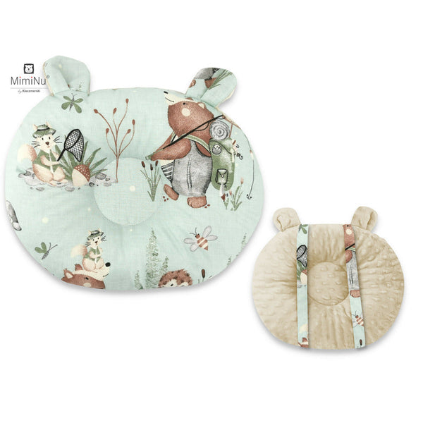 Perna bebelusi Ursulet, Multifunctionala, Cu doua fete, Tesatura pufoasa minky si bumbac, Materiale certificate Oeko Tex Standard 100, Design, Minky Let\'s Go Natural, MimiNu