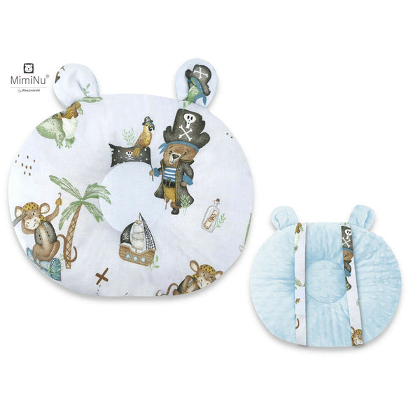 Perna bebelusi Ursulet, Multifunctionala, Cu doua fete, Tesatura pufoasa minky si bumbac, Materiale certificate Oeko Tex Standard 100, Design, Minky Pirates Blue, MimiNu