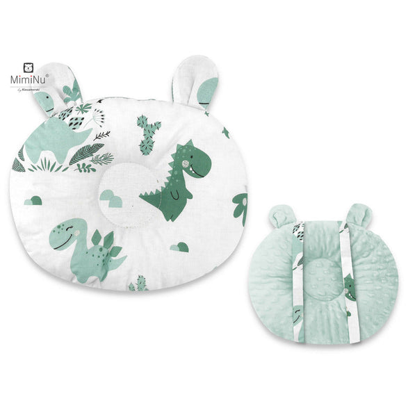 Perna bebelusi Ursulet, Multifunctionala, Cu doua fete, Tesatura pufoasa minky si bumbac, Materiale certificate Oeko Tex Standard 100, Minky Dino Mint, MimiNu