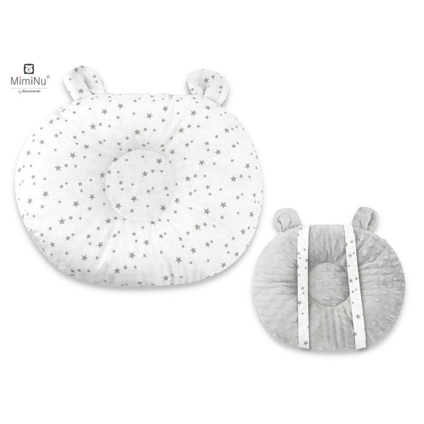 Perna bebelusi Ursulet, Multifunctionala, Cu doua fete, Tesatura pufoasa minky si bumbac, Materiale certificate Oeko Tex Standard 100, Minky Mini Gray Stars, MimiNu
