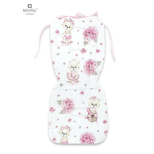 Salteluta pentru carucior, Reversibila, Cu doua fete, Din catifea matlasata si bumbac, Materiale certificate Oeko Tex Standard 100, Dimensiune 78 x 34 cm, Design, Pink ballerina/Pink, MimiNu