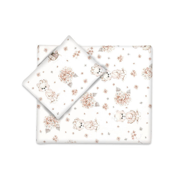 Set pentru carucior cu pernuta si paturica, Cu huse detasabile si lavabile, Din bumbac certificat Oeko Tex Standard 100, Design, Powder Pink Ballerina, MimiNu