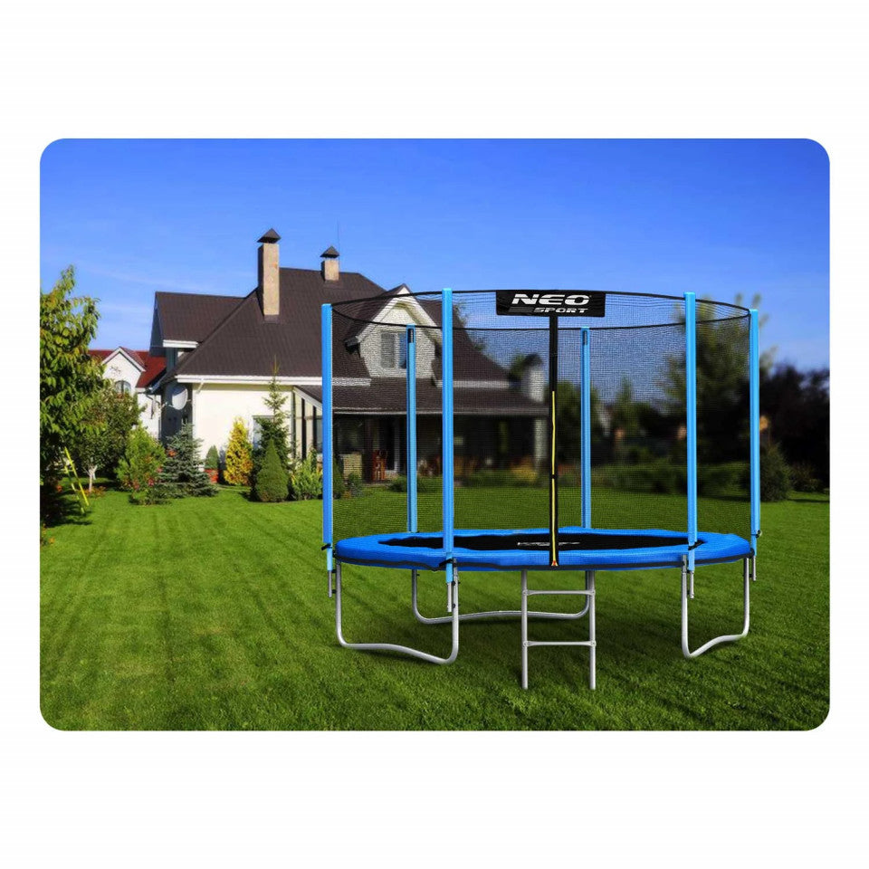 Trambulina de gradina de 10 ft / 312 cm cu plasa de exterior si scara, Neo-Sport