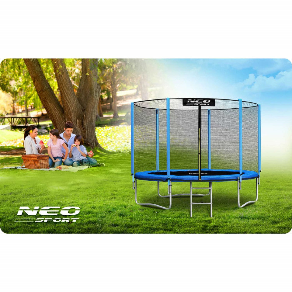 Trambulina de gradina de 10 ft / 312 cm cu plasa de exterior si scara, Neo-Sport