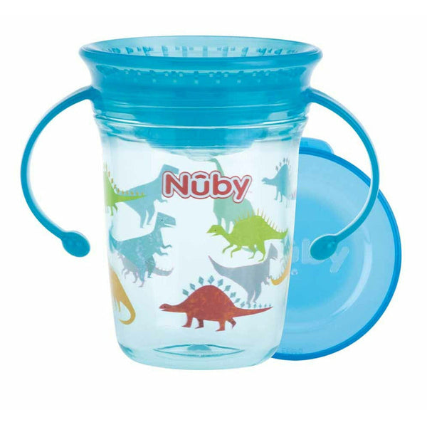Cana cu manere, 360°, Din materialul ecologic tritan, Rezistenta, 240 ml, 6 luni+, Albastru, Nuby