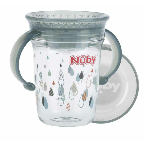 Cana cu manere, 360°, Din materialul ecologic tritan, Rezistenta, 240 ml, 6 luni+, Gri, Nuby