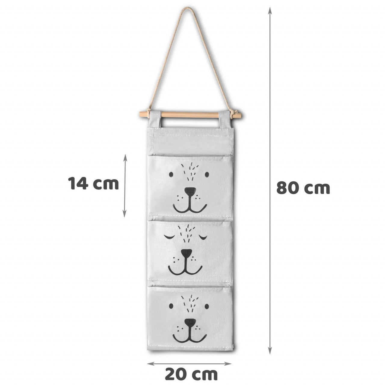 Organizator suspendat pentru jucarii , 80x20x14 cm, Gri, Nukido