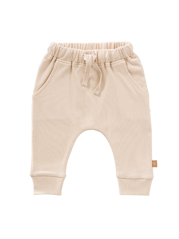 Pantaloni bebelusi din bumbac organic, culoare Oatmeal, nou-nascut