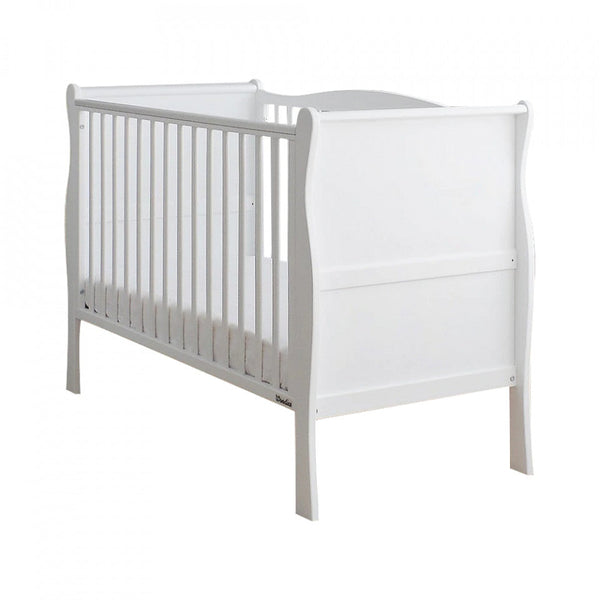 Patut Bebe, 120x60 cm, din Lemn Masiv,  Noble Alb, Woodies Safe Dreams